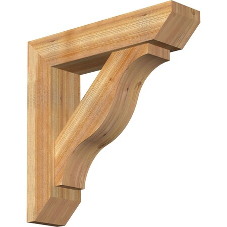Ekena Millwork Funston Slat Rough Sawn Bracket w/ Offset Brace, Western Red Cedar, 8"W x 34"D x 34"H BKT0806X34X34FST06RWR